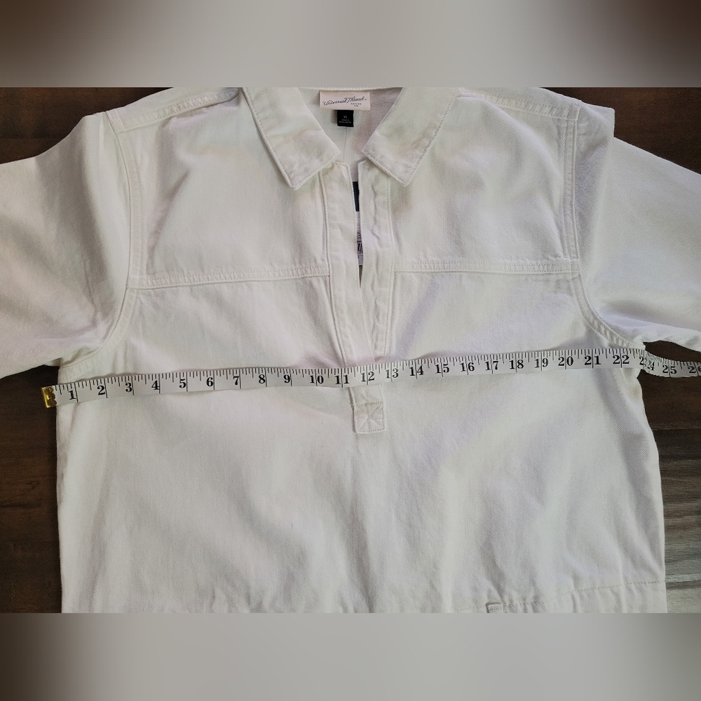 NWT Universal Thread White Denim Short Sleeve Drop Waist Mini Dress Size XL - Picture 15 of 16